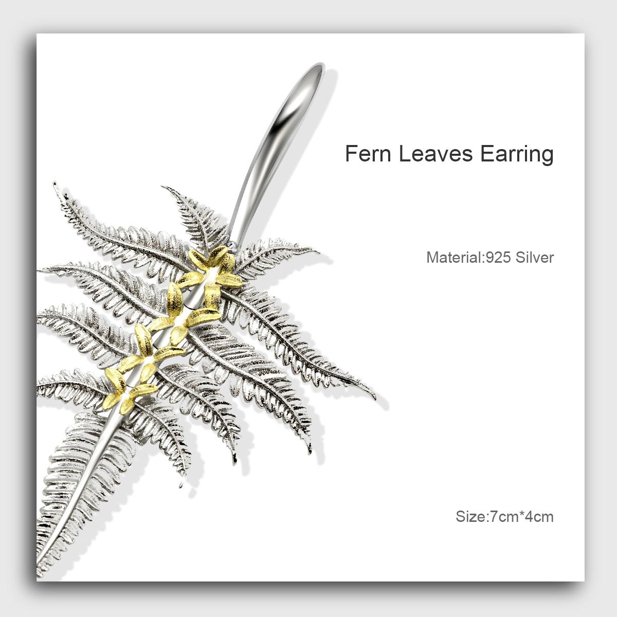 【MecoViva】 925 Silver Premium Women Earrrin High-End Temperament Original Unique Fern leaves Series Design Styles Earring Natural Art Female Fashion Earring