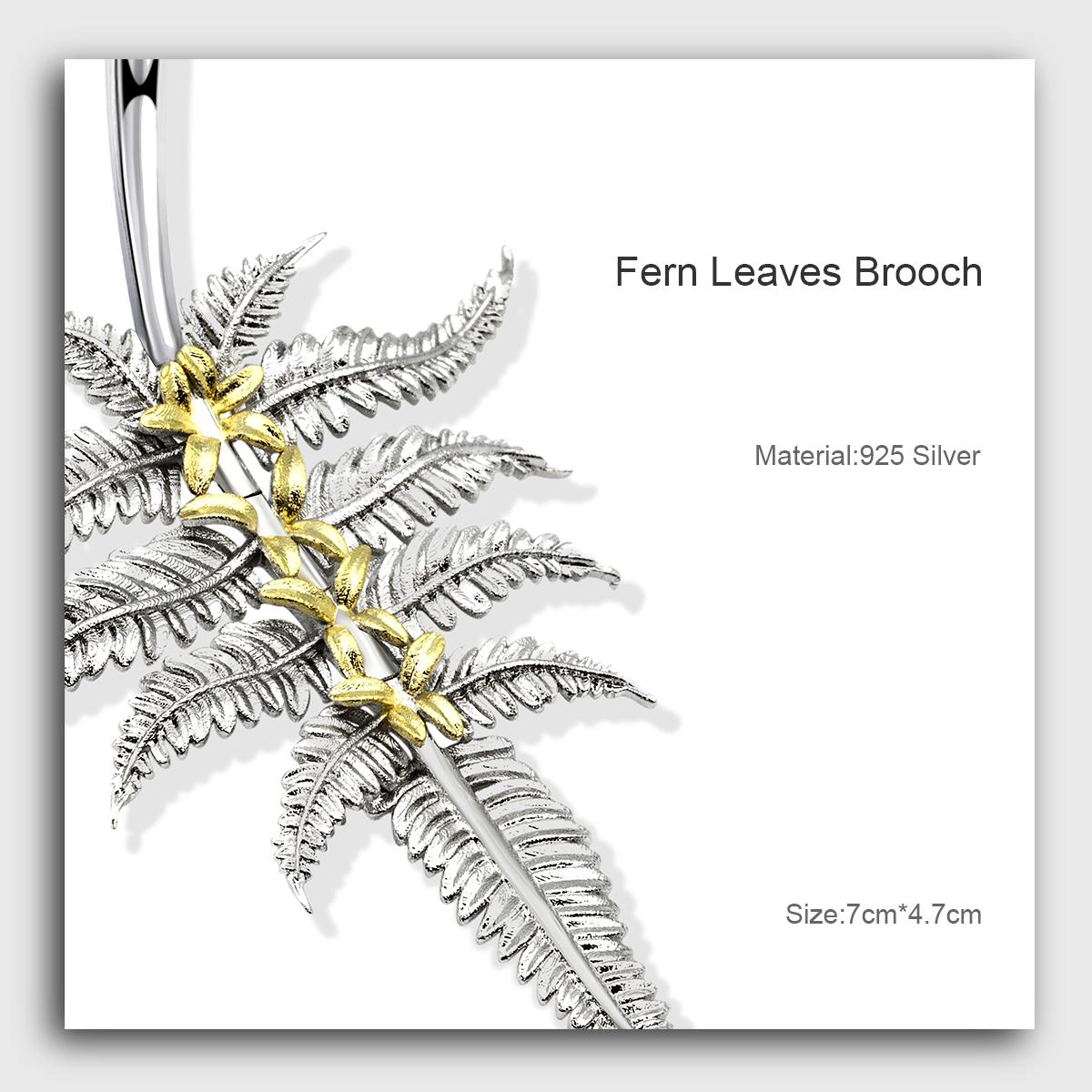 【MecoViva】 925 Silver Premium Women Brooch High-End Temperament Original Unique Fern leaves Series Design Styles Brooch Natural Art Female Fashion Brooch