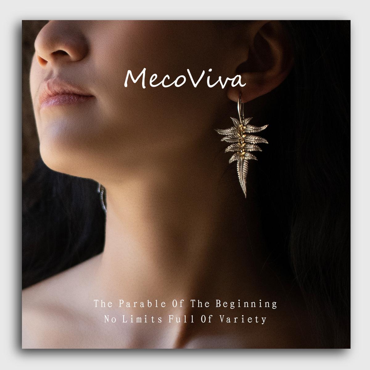 【MecoViva】 925 Silver Premium Women Earrrin High-End Temperament Original Unique Fern leaves Series Design Styles Earring Natural Art Female Fashion Earring