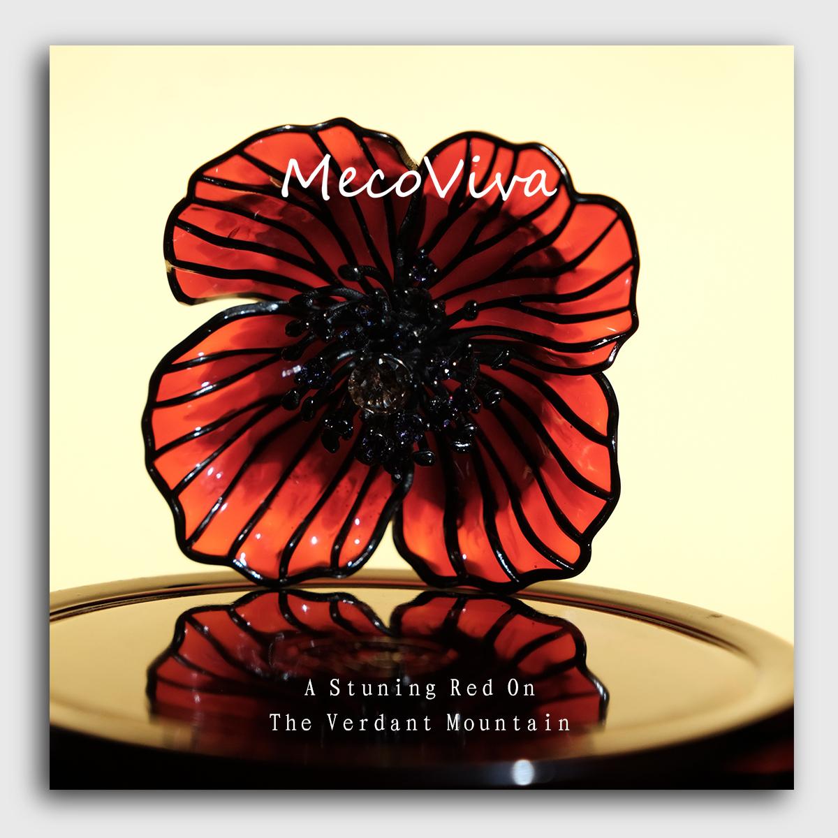 【MecoViva】 925 Silver Enamel Premium Women Ring High-End Temperament Original Unique Blooming Meconopsis Castanea Series Design Styles Ring Natural Art Female Fashion Ring