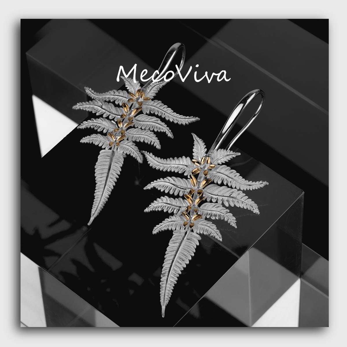 【MecoViva】 925 Silver Premium Women Earrrin High-End Temperament Original Unique Fern leaves Series Design Styles Earring Natural Art Female Fashion Earring