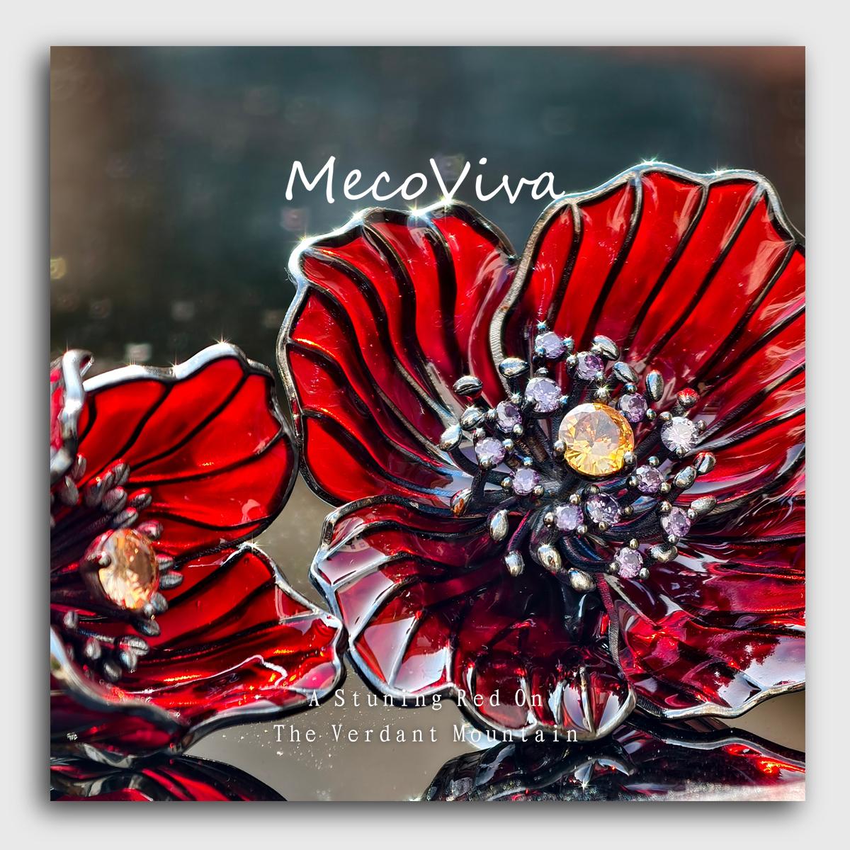 【MecoViva】 925 Silver Enamel Premium Women Brooch High-End Temperament Original Unique Meconopsis Castanea Series Design Styles Brooch Natural Art Female Fashion Brooch