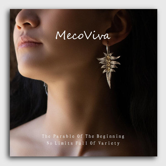 【MecoViva】 925 Silver Premium Women Earrrin High-End Temperament Original Unique Fern leaves Series Design Styles Earring Natural Art Female Fashion Earring