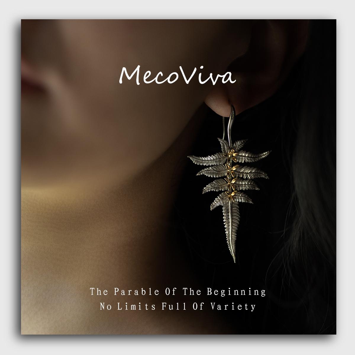 【MecoViva】 925 Silver Premium Women Earrrin High-End Temperament Original Unique Fern leaves Series Design Styles Earring Natural Art Female Fashion Earring
