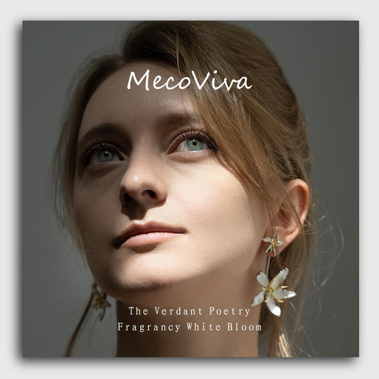 【MecoViva】 925 Silver Enamel Olivine Premium Women Pendent Earrings  High-End Temperament Original Unique Coffee Flower Design Styles Earring Natural Art Female Fashion Pendent Earrings