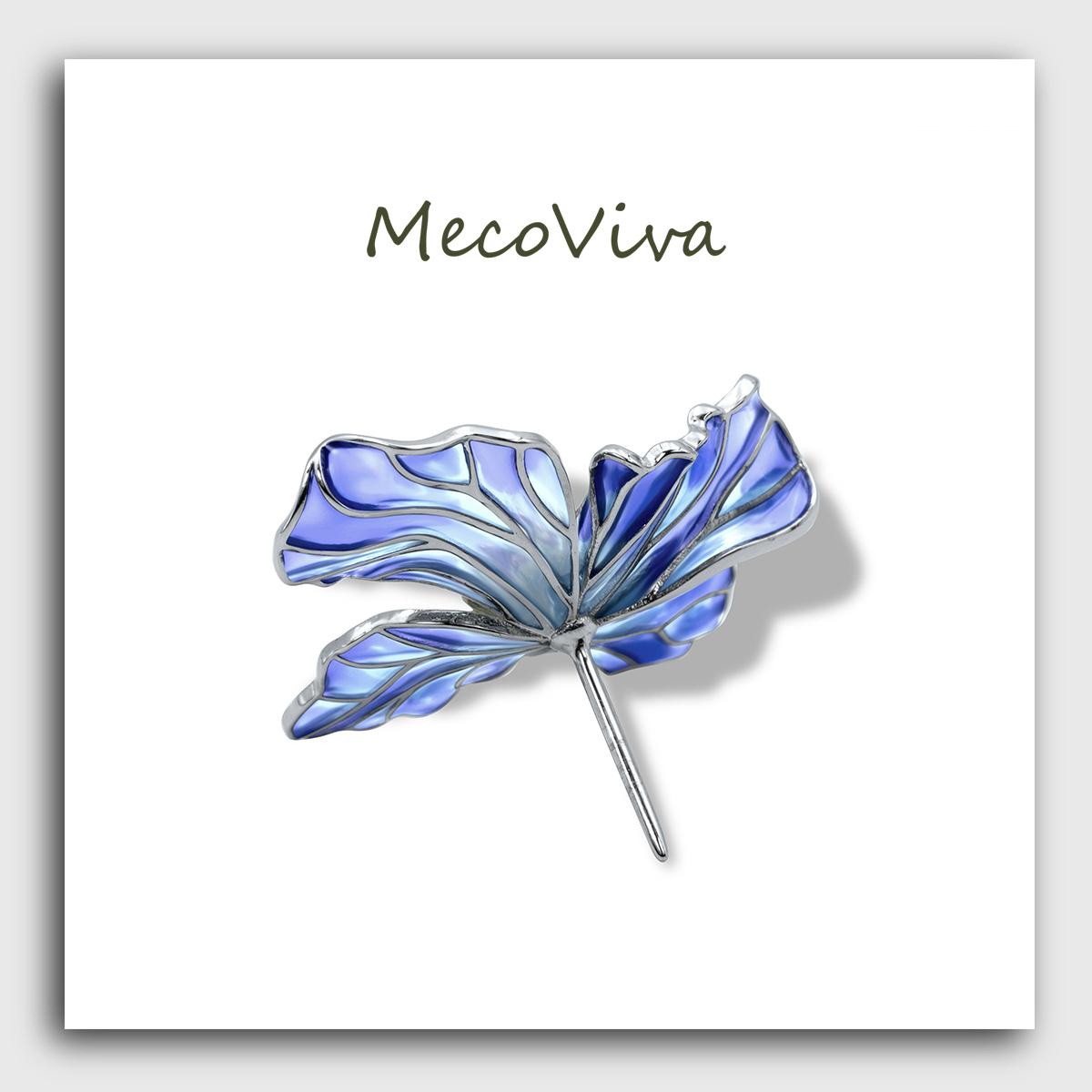 【MecoViva】 925 Silver Enamel Premium Women Brooch High-End Temperament Original Unique Meconpsis Betonicifolia Series Design Styles Brooch Natural Art Female Fashion Brooch