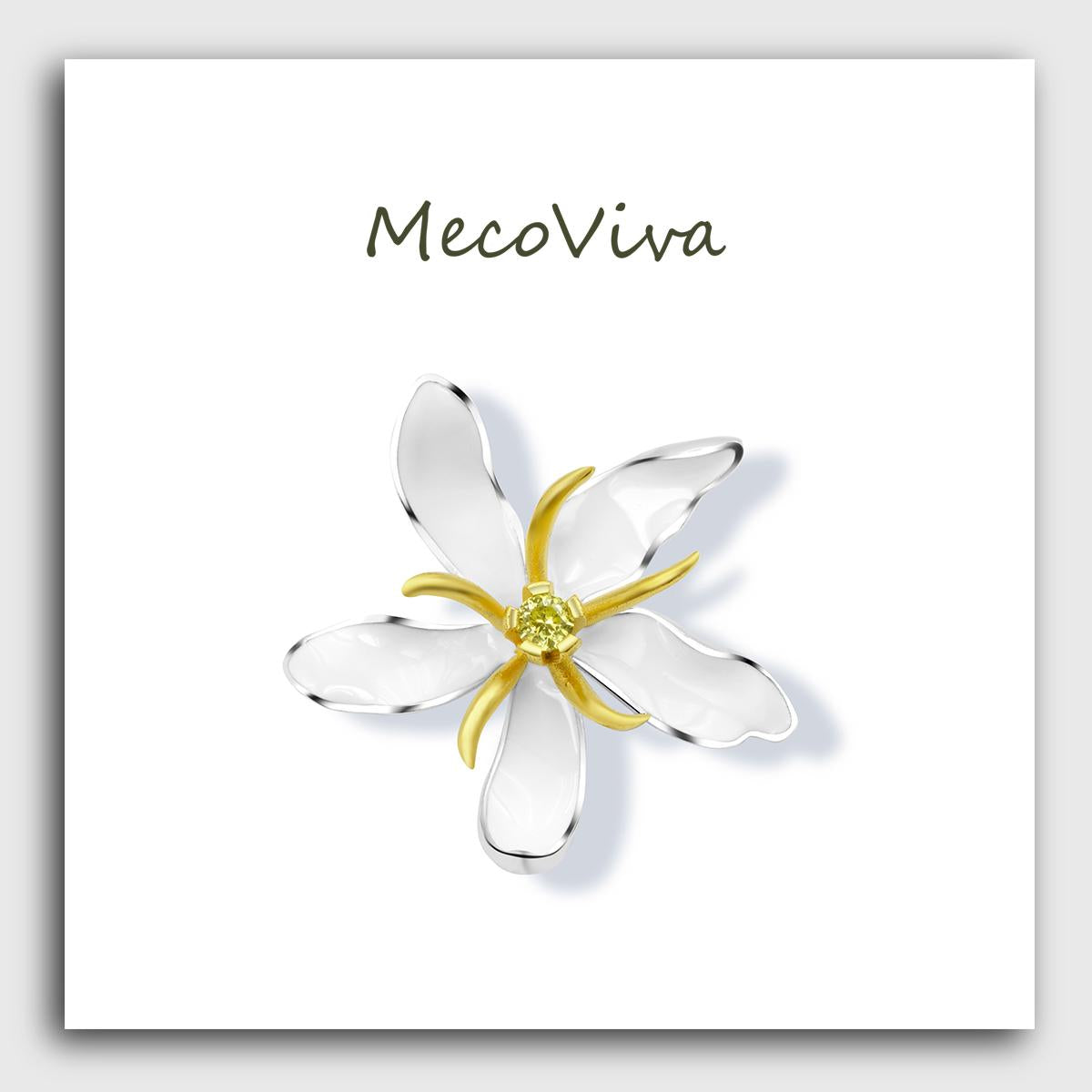 【MecoViva】 925 Silver Enamel Premium Women Earrings  High-End Temperament Original Unique Blooming Coffee Flower Design Styles Earring Natural Art Female Fashion Earrings